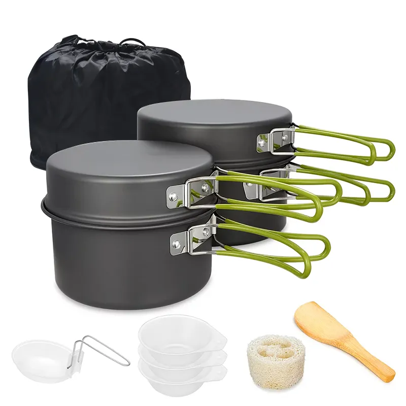 outdoor supplies set pot teapot combination Aluminum portable camping cooker pan