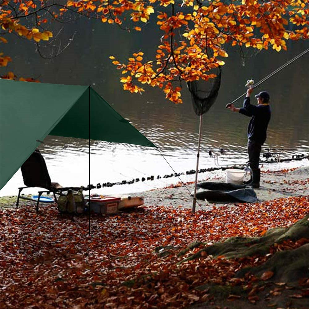 "Hammock Tarp, Waterproof Hammock Tent - Rain Tarp for Camping Hammock - Camping Gear Must Haves w/ Easy Set Up Including Floor Nails ,Ropes and Carry Bag - Blue"