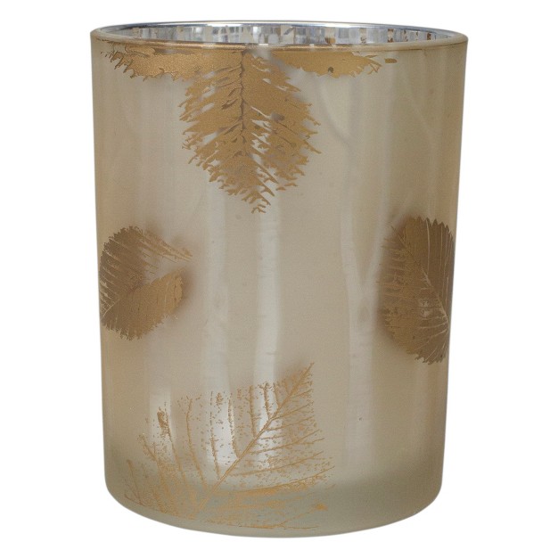 Matte Gold And White Birch Flameless Glass Candle Holder