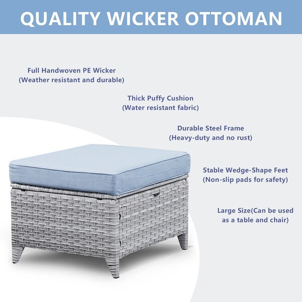 Wicker Rattan Ottoman Outdoor Patio Ottoman