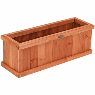 ANGELES HOME 28 12 in. x 9 12 in. Solid Fir Wood Flower Planter Box with Drainage Holes For Garden M34-8GT31