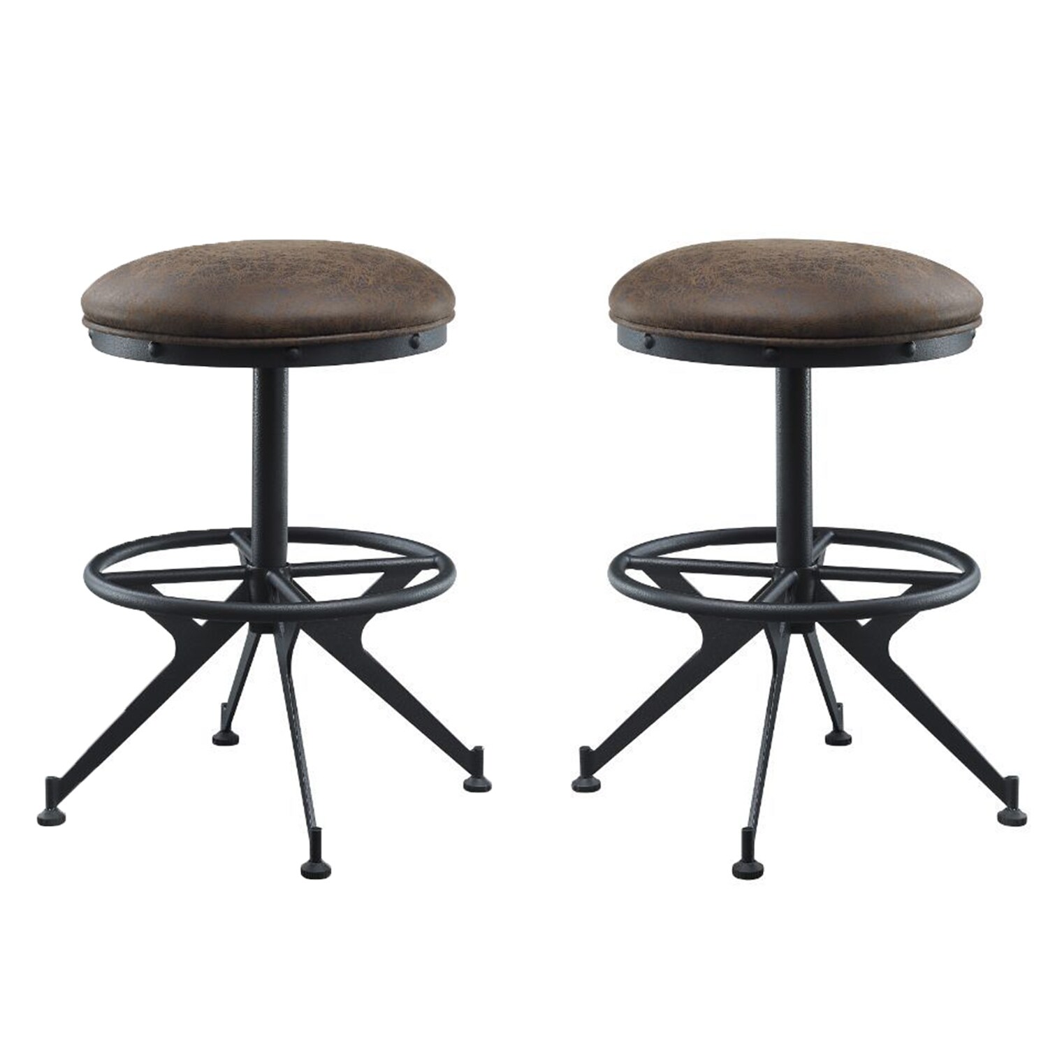 Set of 2 Counter Height Stool in Salvaged Brown and Black