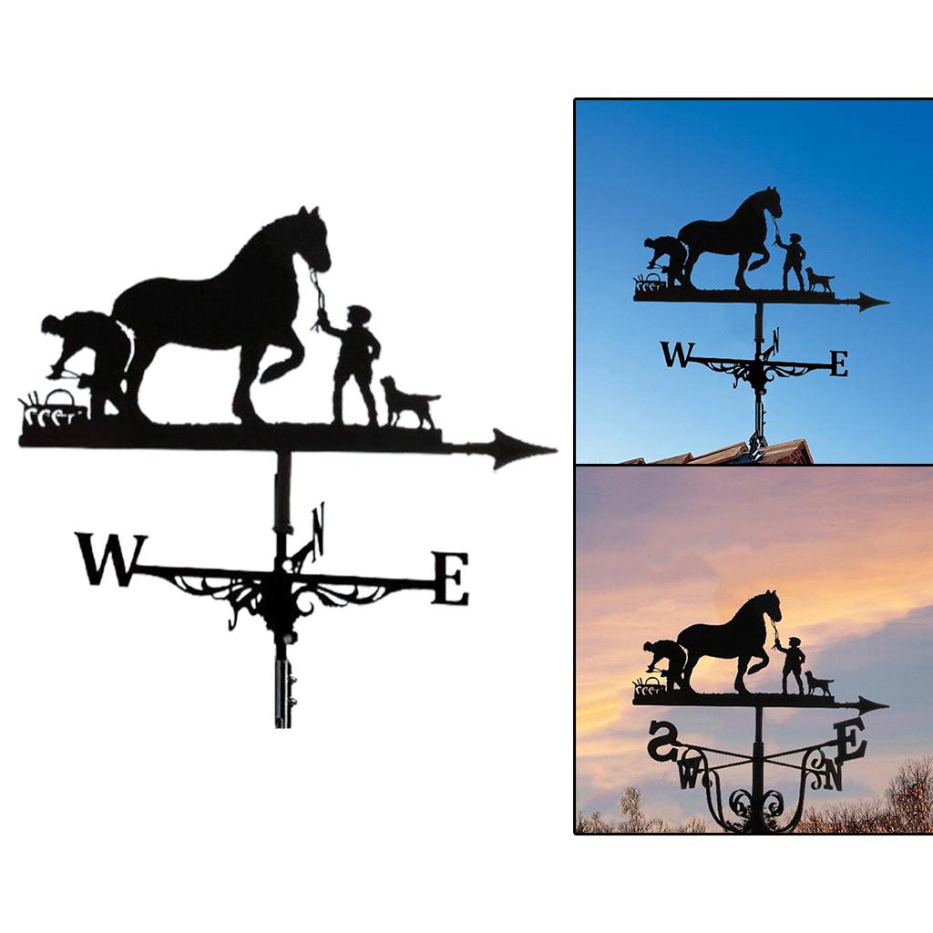 Iron Weather Vane Wind Direction Indicator Outdoor Metal Bracket Weathervane For Horse