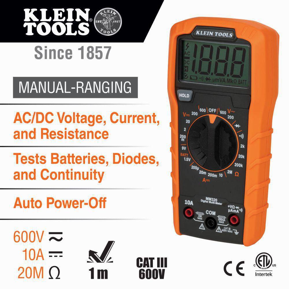 Klein Tools Digital Multimeter Electrical Tester Set MM320KIT