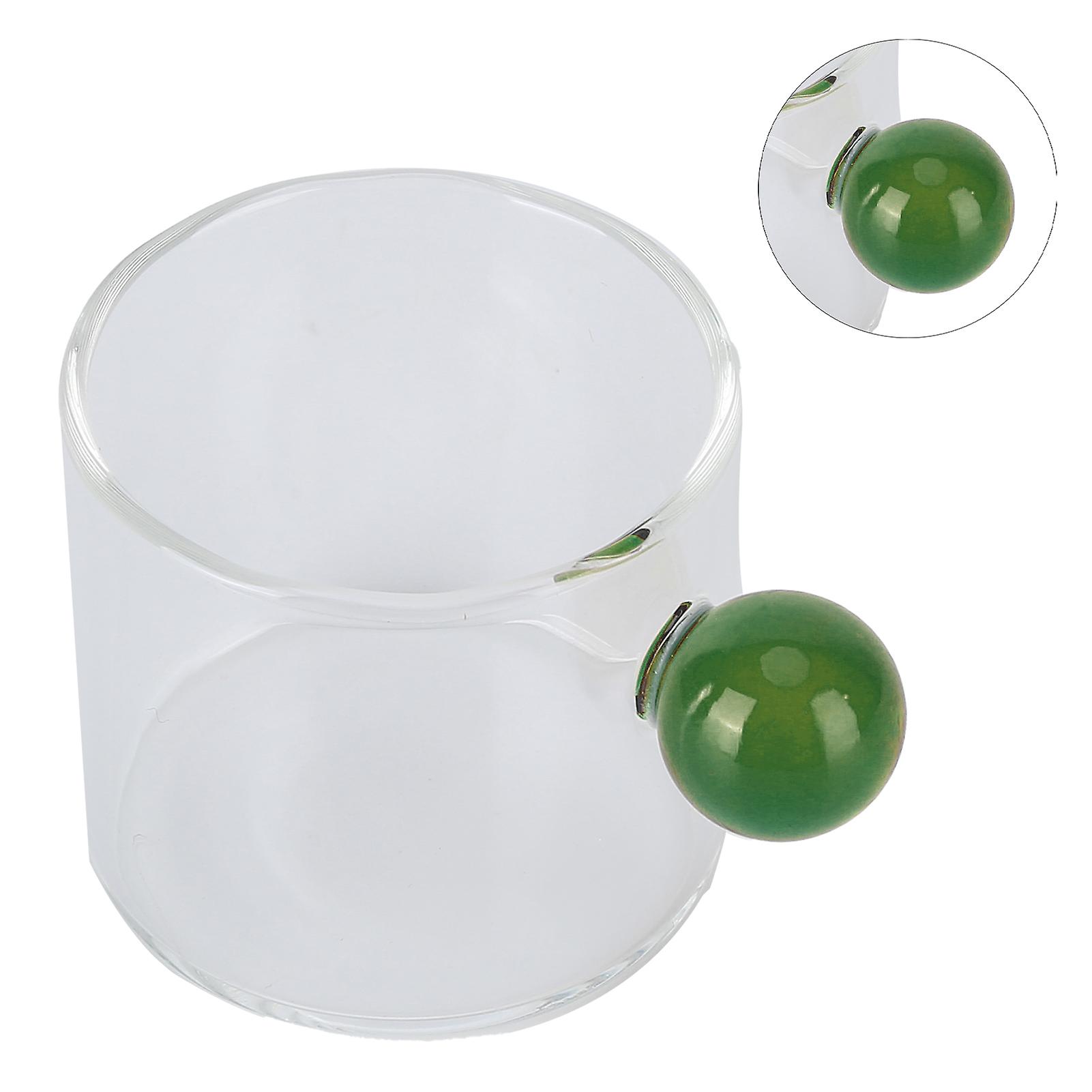 Teacup Glass Mug Transparent Heat Resistant Glass Coffee Cup With Ball Handle 120mlgreen Handle