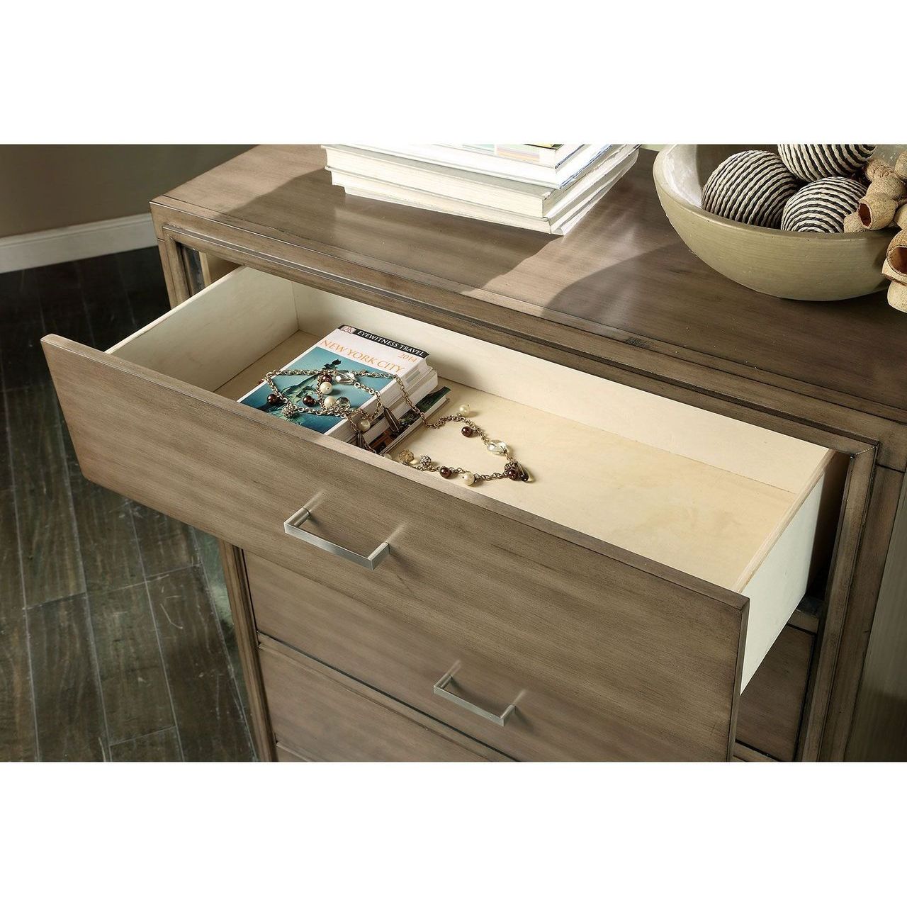 Contemporary Style Wooden Chest With Tapered Legs, Gray- Saltoro Sherpi