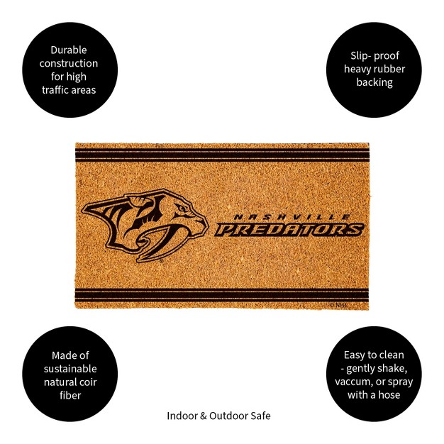 Evergreen Nashville Predators Logo Turf Mat Brown 28 X 16 Inches Indoor Outdoor Doormat