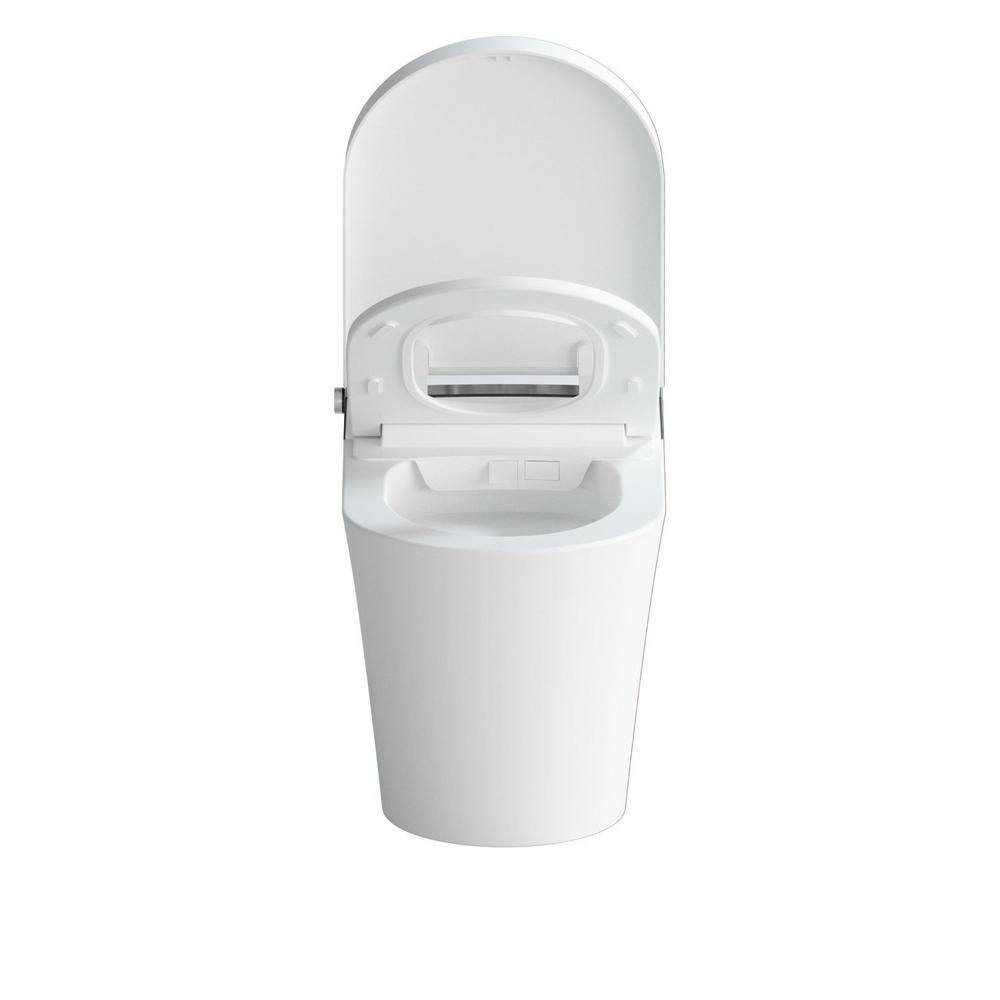 tunuo Smart Auto Open 1-Piece 1.32 GPF Single Flush Elongated Toilet in. White Seat Included with Remote Control SFWF-W15668BT