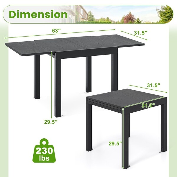 31.5 inches63 inches Adjustable Patio Expandable Dining Table for 46 Person