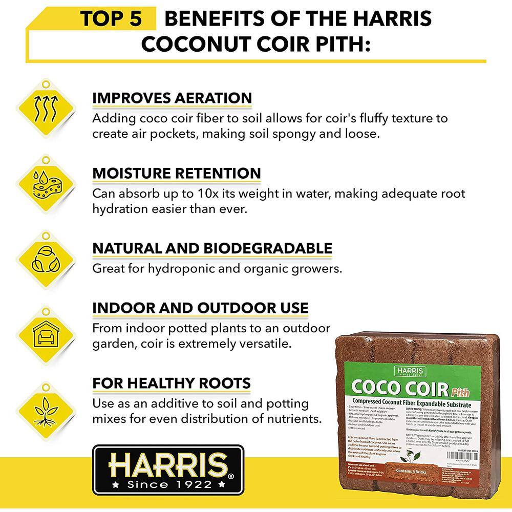 Harris 36 Gal. Expanding Coco Coir Pith (16 Brick4-Pack) and 8 Dry Qt. Premium Horticultural Perlite 4COCO4-PERL8