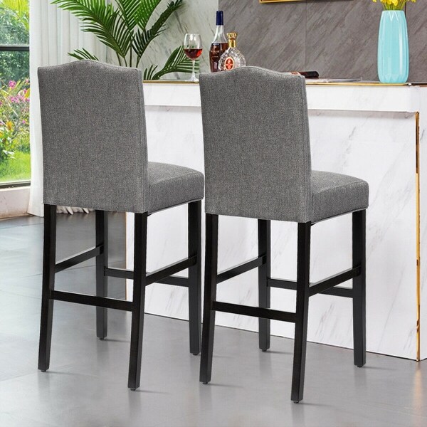 Set of 2 Counter Height Dining Side Barstools with Thick Cushion-Grey - 18 x 21.5 x 45.5 (L x D x H)