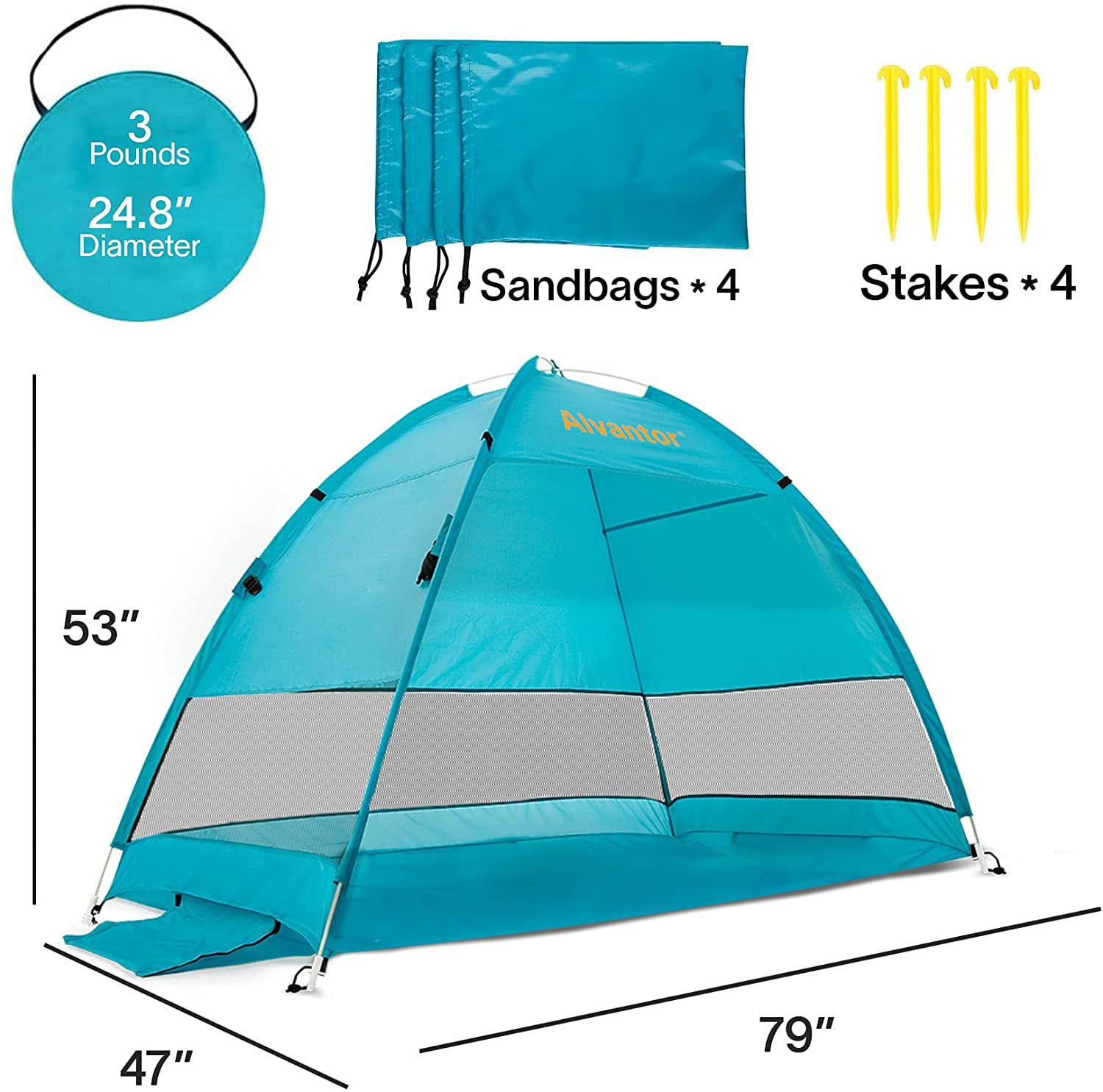 Beach Tent Pop-Up Beach Umbrella Sun Shelter Pop Up UV50+ Canpoy by Alvantor， Coolhut Plus