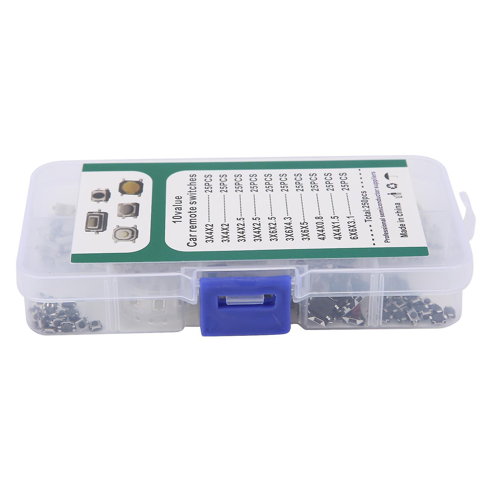 250pcs Tactile Push Button Switch 10 Types Micro Switch Kit For Diy Electronic Products