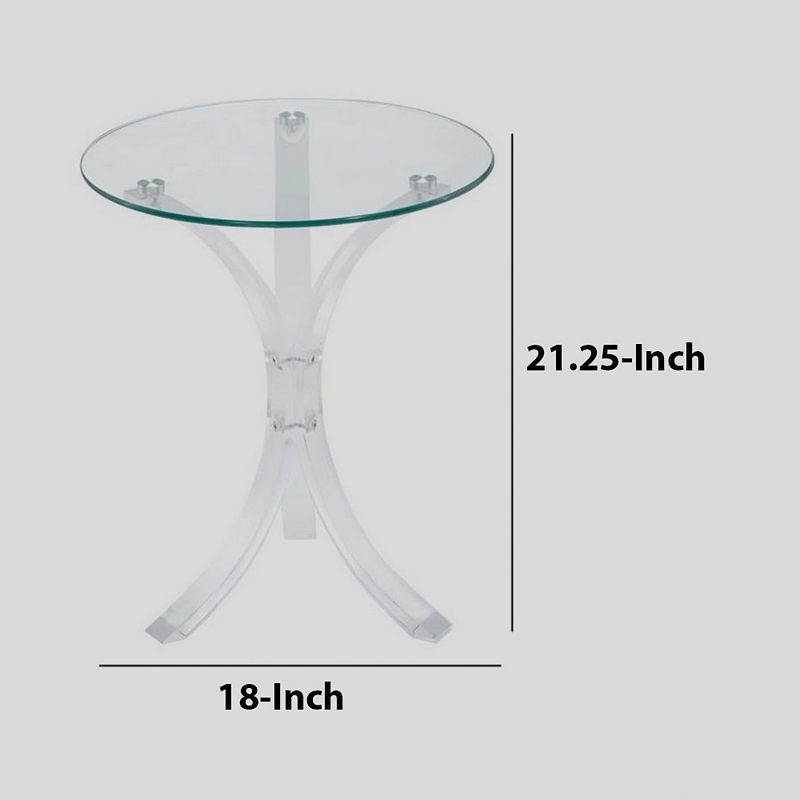 Contemporary Acrylic Accent Table With Glass Top， Clear