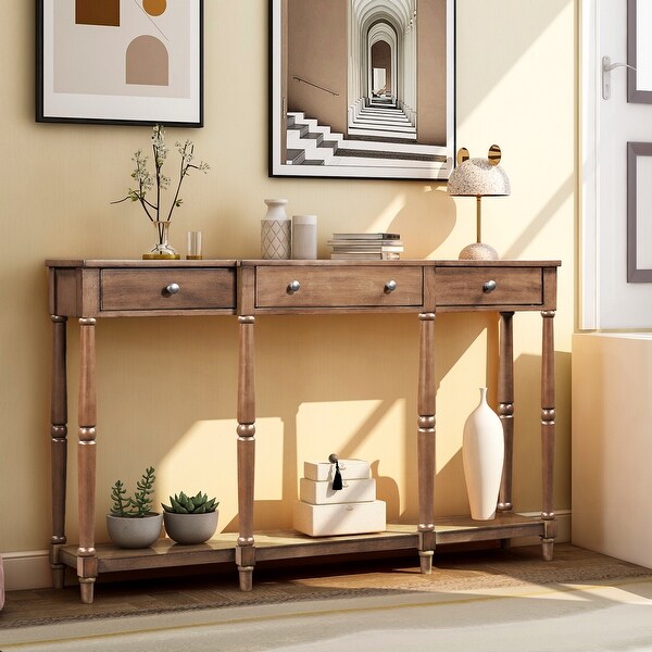 TiramisuBest Classic Entryway Table Solid Wood Console Table