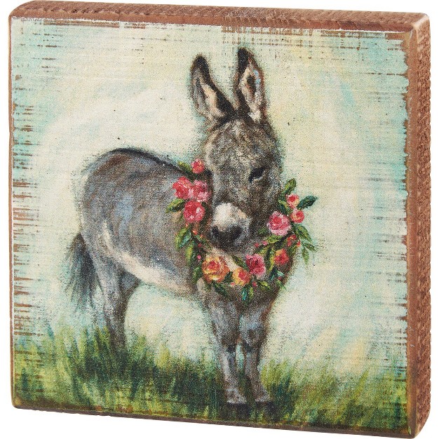 Primitives By Kathy Floral Donkey Home D cor Easter Block Sign