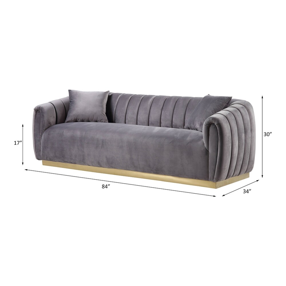 ACME Elchanon Sofa with 2 Pillows in Gray and Gold