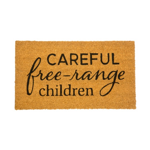 Evergreen Careful Free range Children Indoor Outdoor Natural Coir Doormat Home Decor