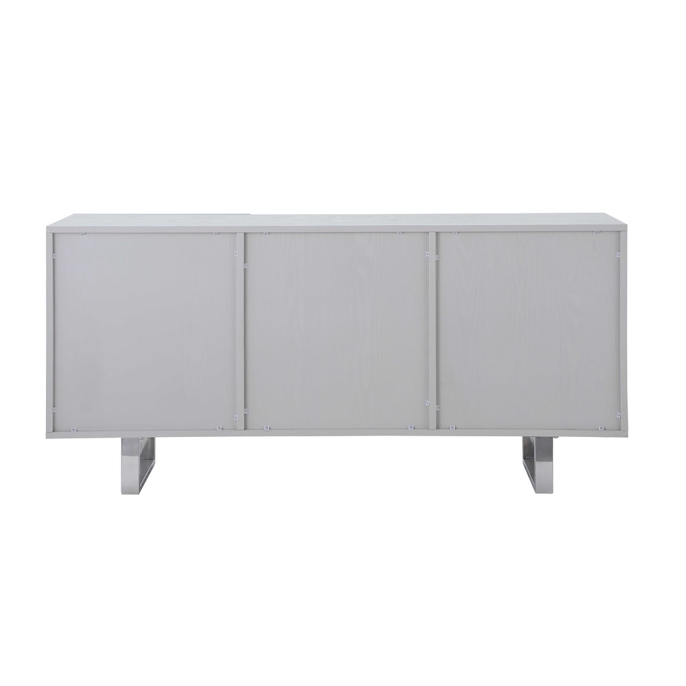 Somette Kenneth Contemporary Buffet with Steel Legs   Seashell Veneer Accents