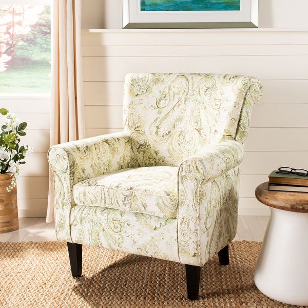 SAFAVIEH Hazina Green Printed Paisley Rolled Back Club Chair - 30