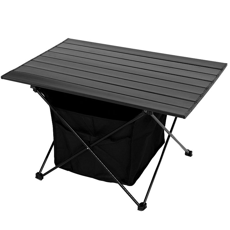 F.C Design Portable Folding Aluminum Alloy Table with High-Capacity Storage and Carry Bag for Camping， Traveling， Hiking， Fishing， Beach， BBQ - Large