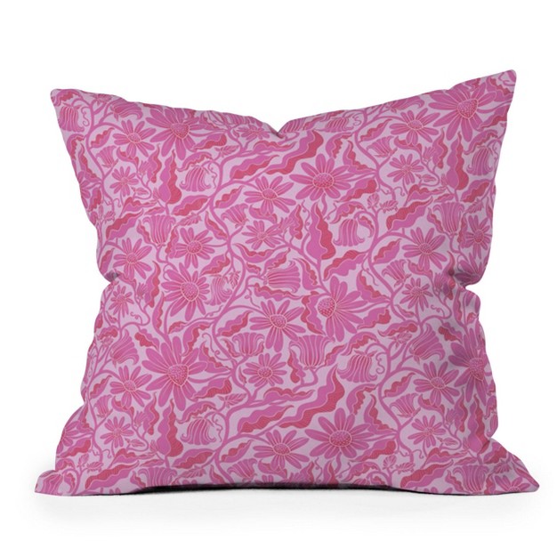 Sewzinski Monochrome Florals Outdoor Throw Pillow Pink Deny Designs