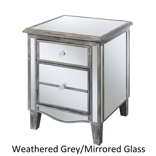 Silver Orchid Talmadge Mirrored End Table with Drawer and Cabinet