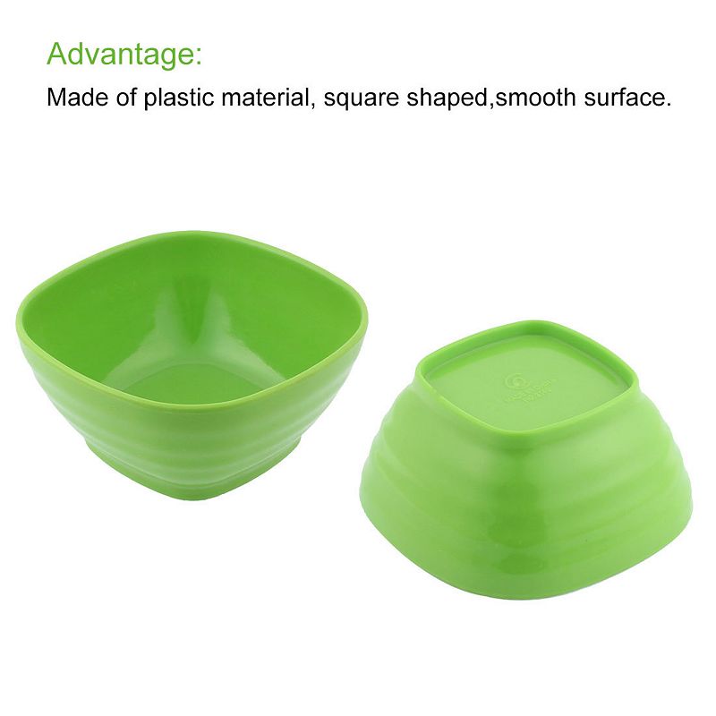 Plastic Square Shape Tableware Cereal Fruits Salad Dinner Bowl Green