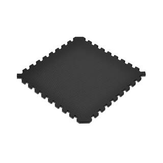 Norsk BlackGray 24 in. x 24 in. x 0.79 in. Foam Interlocking Reversible Floor Mat (4-Pack) 240279