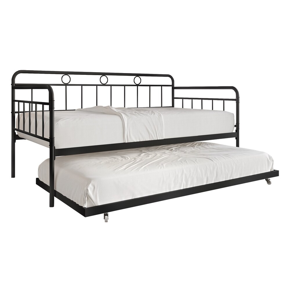 CraftPorch Minimalist Curved Edge Metal Twin Daybed with Trundle