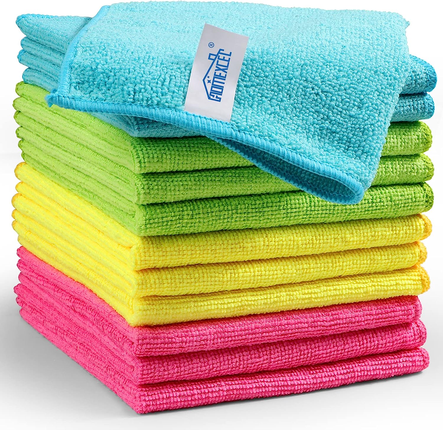 HOMEXCEL Microfiber Cleaning Cloth,12 Pack Cleaning Rag,Cleaning Towels with 4 Color Assorted,11.5