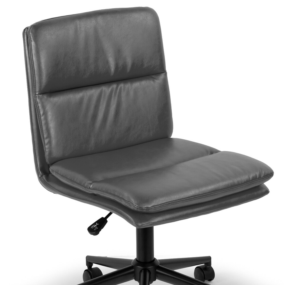 Avak Grey Faux Leather Adjustable Height Swivel Office Chair