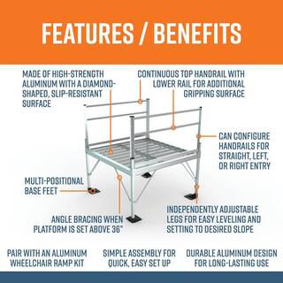 EZ-ACCESS PATHWAY 3G 5 ft. x 5 ft. Expanded Aluminum Platform with 2-Line Handrails P3G SPFEM55