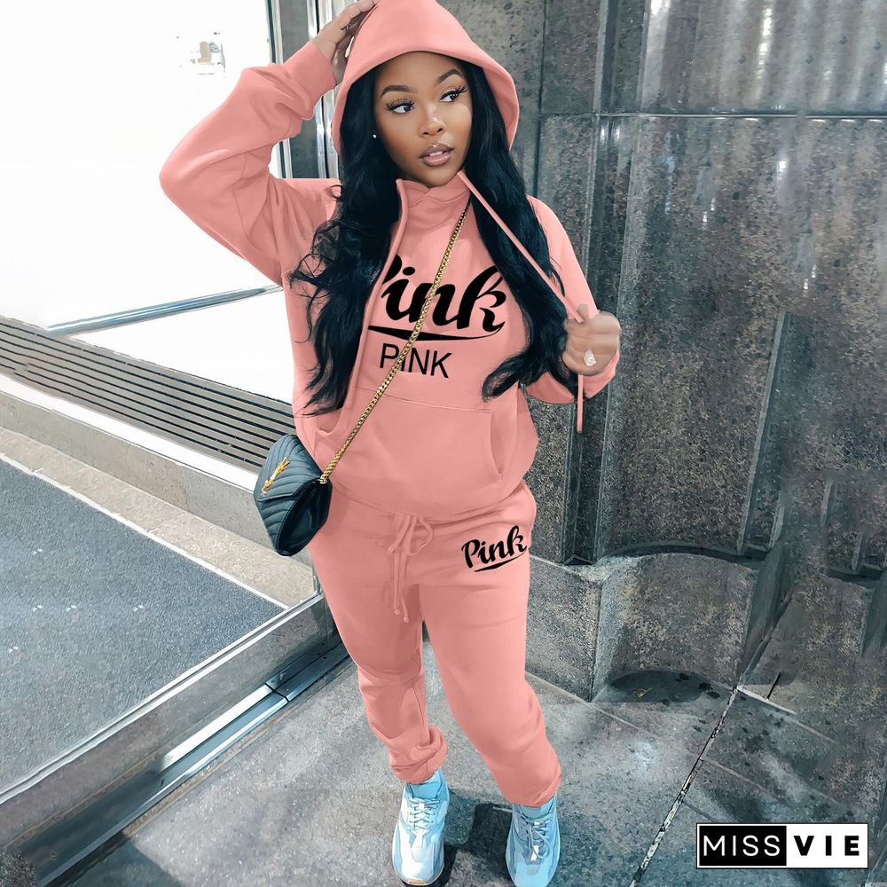 Thick Fleece Hoodies Sweatshirt and Pants Suits