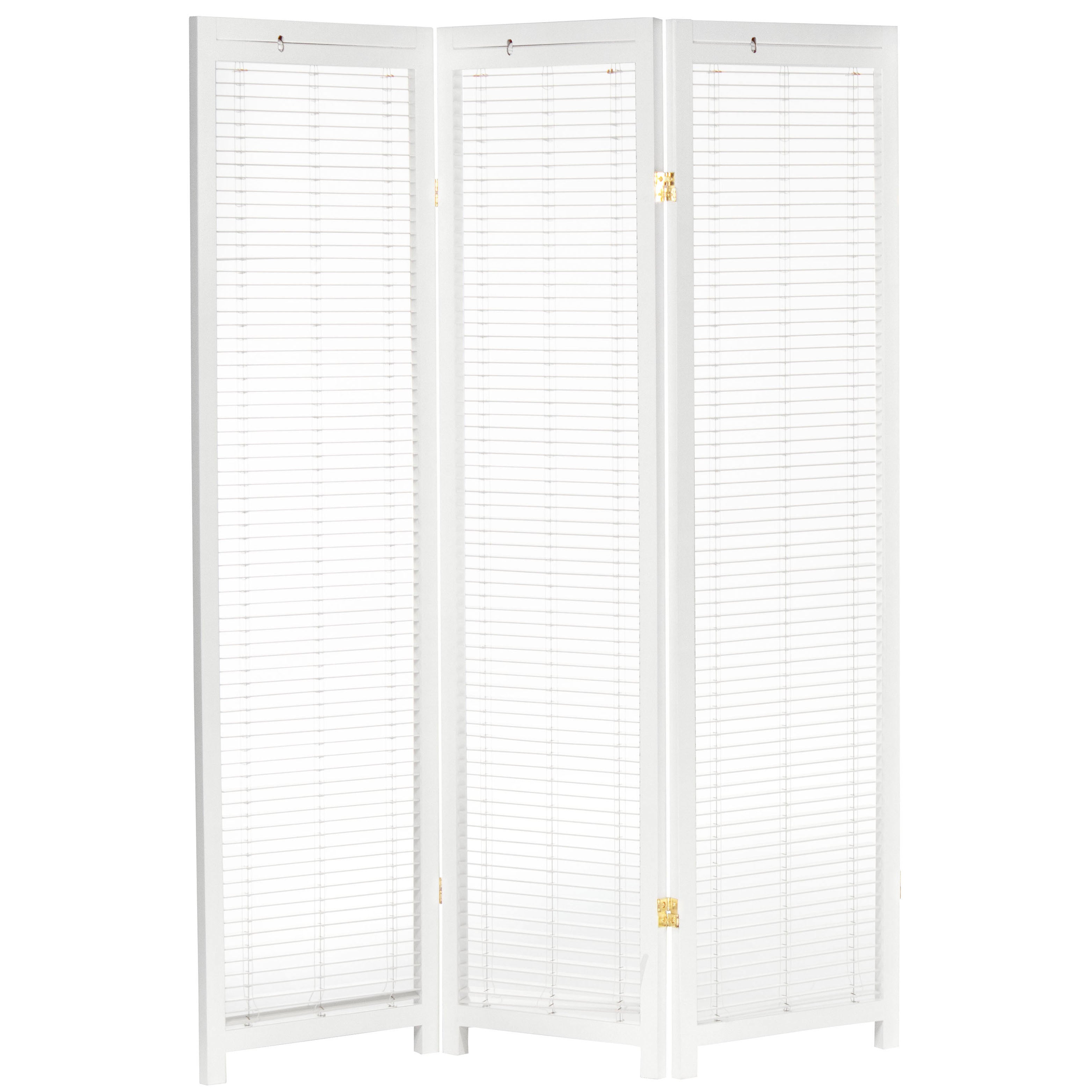 Oriental Furniture 6 ft. Tall Adjustable Shutter Room Divider White - 3 Panel