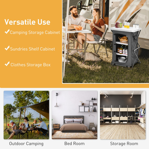 Costway 58329714 Folding Camping Storage Cabinet w...