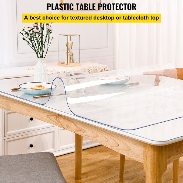 110 x 46 inch Waterproof Clear PVC Tablecloth， 2mm Thick Dining Table Mat Protector Table Cover