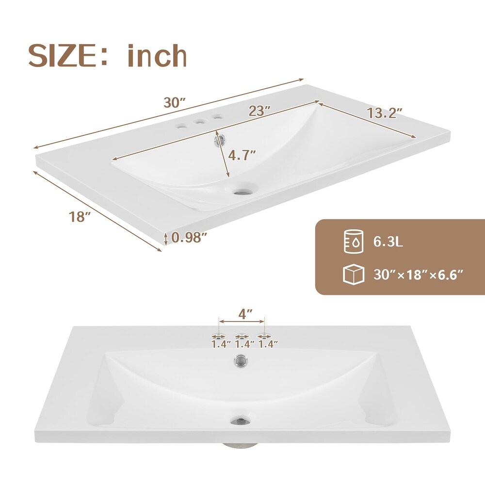 MDF Freestanding Bathroom Vanity Set with Drawer  Integrated Sink and Doors