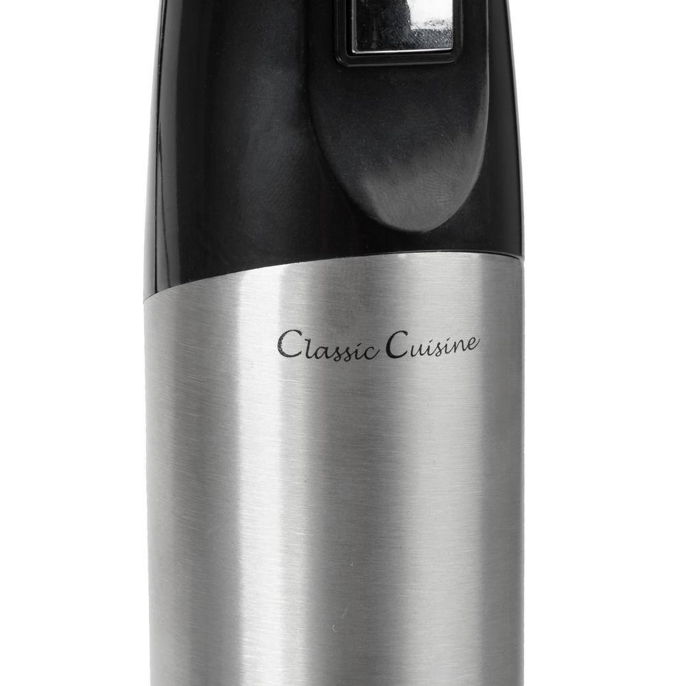 Classic Cuisine 6-Speed 4-in-1 Black Immersion Blender with Chopper and Whisk Attachment HW031118