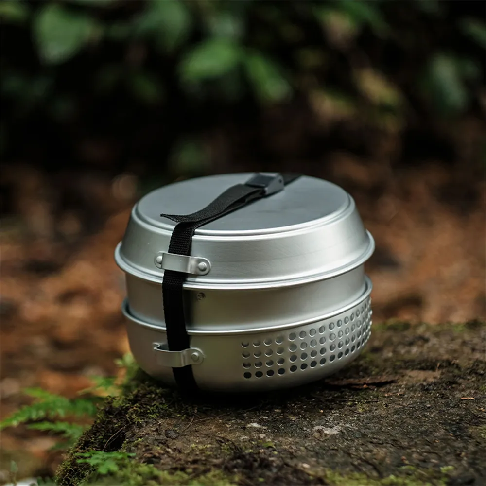 Outdoor Camping Storm Backpacking Alcohol Stove Picnic Portable Aluminum oy Folding Cooking Pot Set