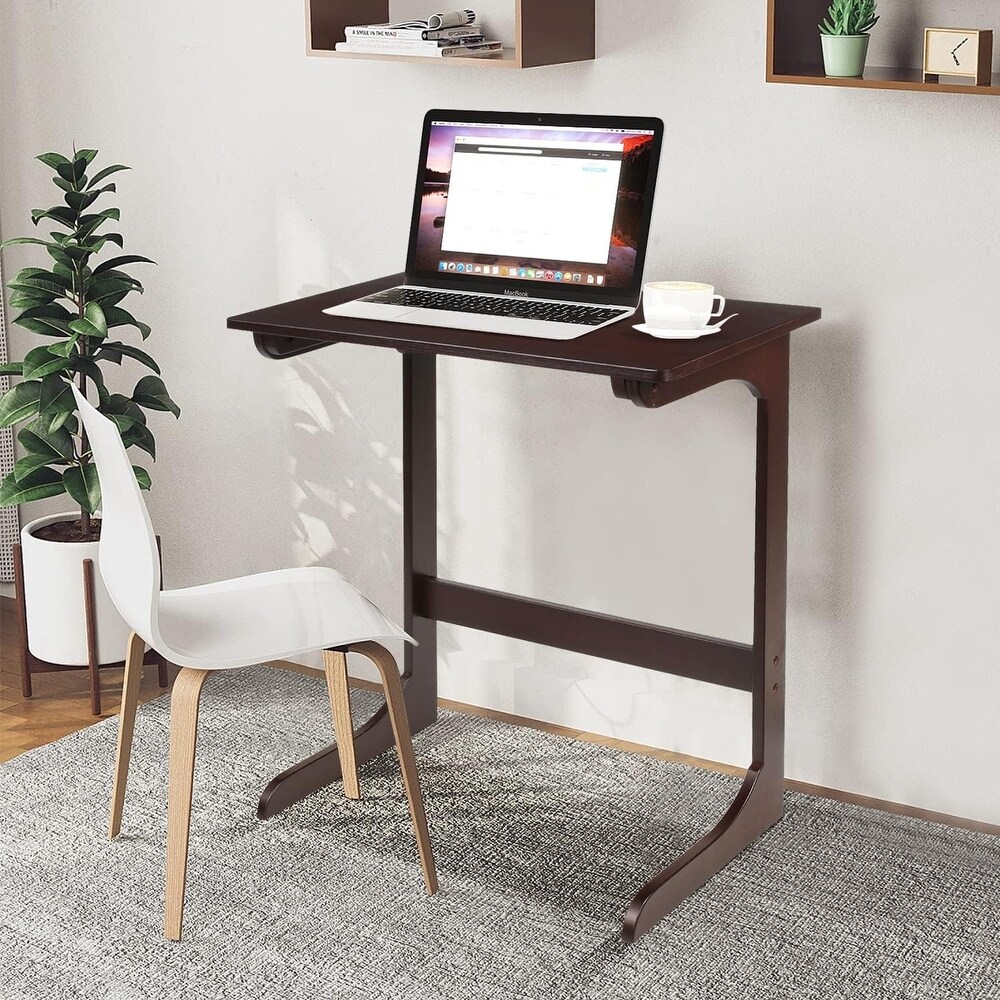 Tv Tray Table Bamboo Tv Dinner Table C Shaped end Table for Sofa Couch Laptop Living Room Bedroom Brown