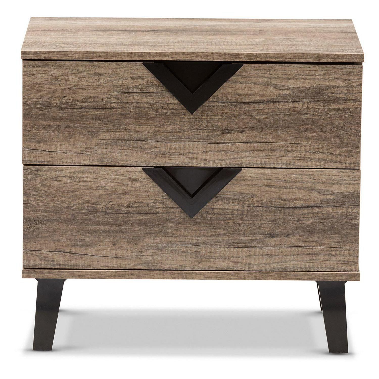 Baxton Studio Swanson Light Brown Wood 2-Drawer Nightstand