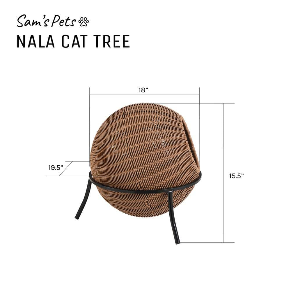 Sam's Pets Nala Medium Brown Wicker Cat Condo Bed SP-CB1294BR