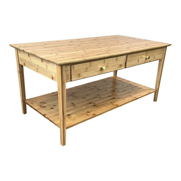 Solid Bamboo Coffee Table with Drawers