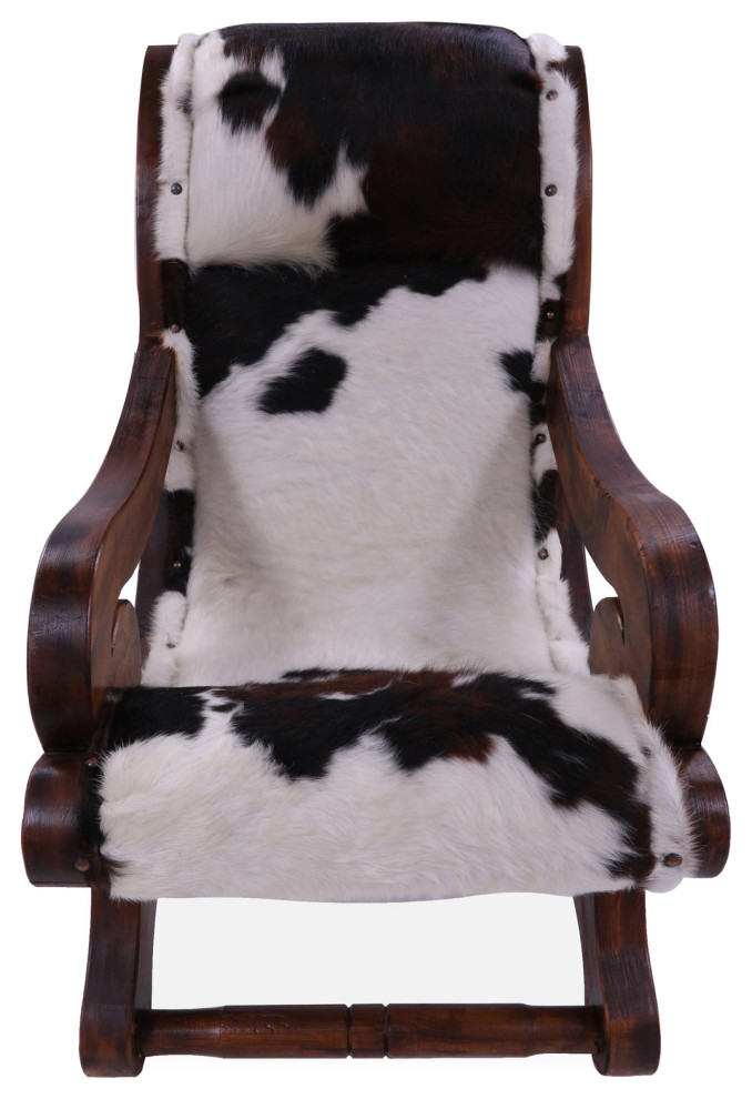 Reclaimed Wood Hair On Cowhide Handcrafted Chair C202 FC   Rustic   Armchairs And Accent Chairs   by Manhattan Rugs  Houzz