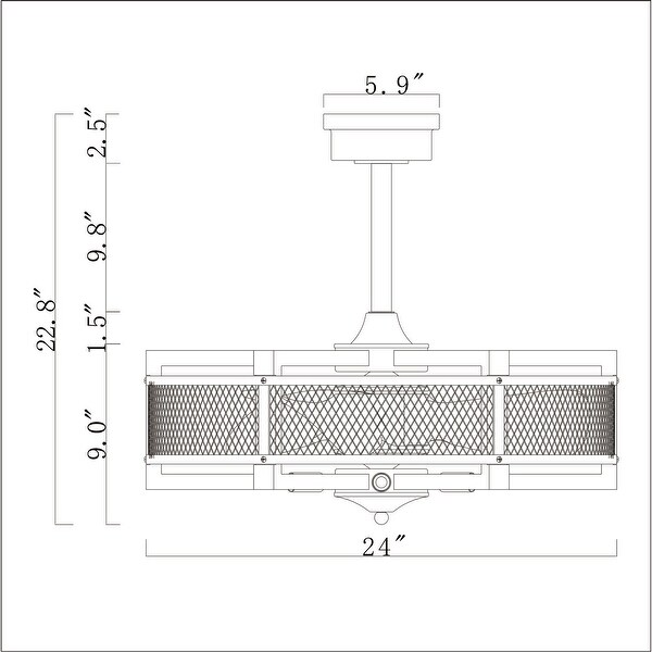 Wulf 24 Inch Imitation Wood Grain Cage Fandelier - N/A Shopping - The Best Deals on Ceiling Fans | 40917270