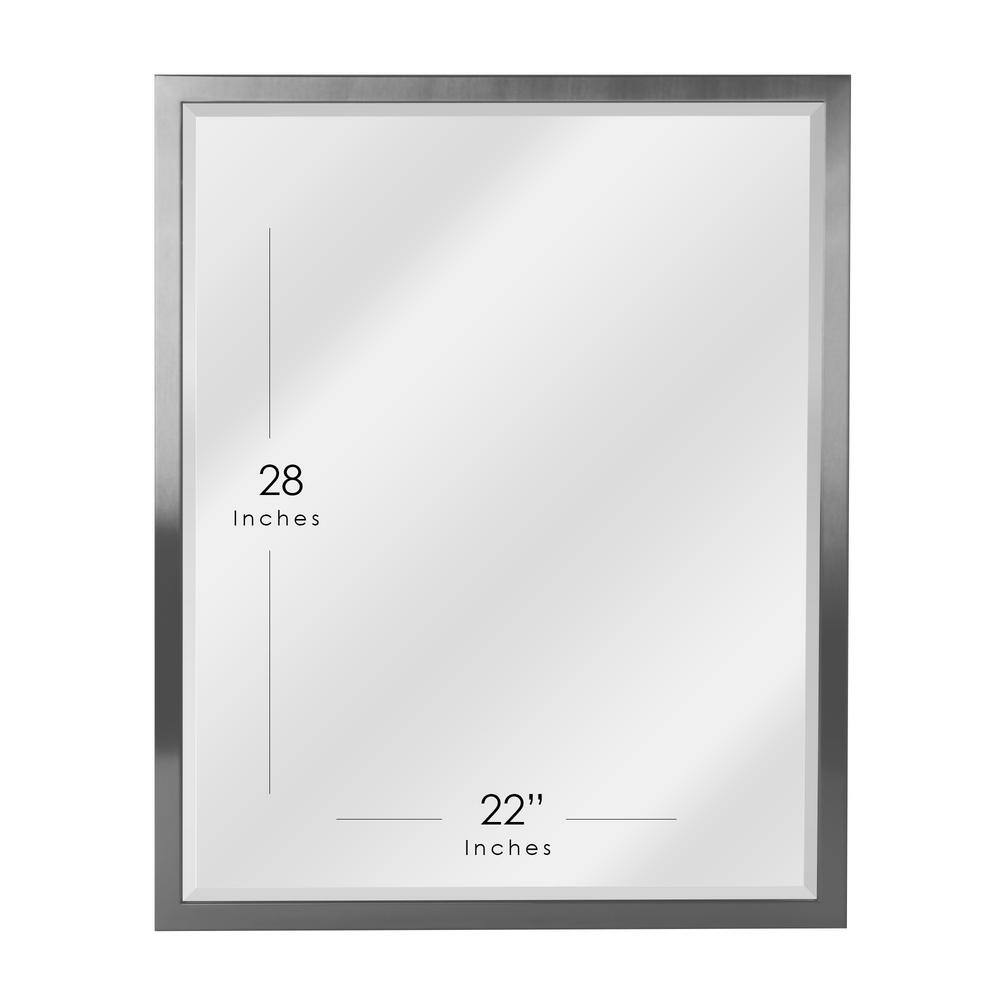 Deco Mirror 24 in. W x 30 in. H Framed Rectangular Beveled Edge Bathroom Vanity Mirror in Brush Nickel 8020