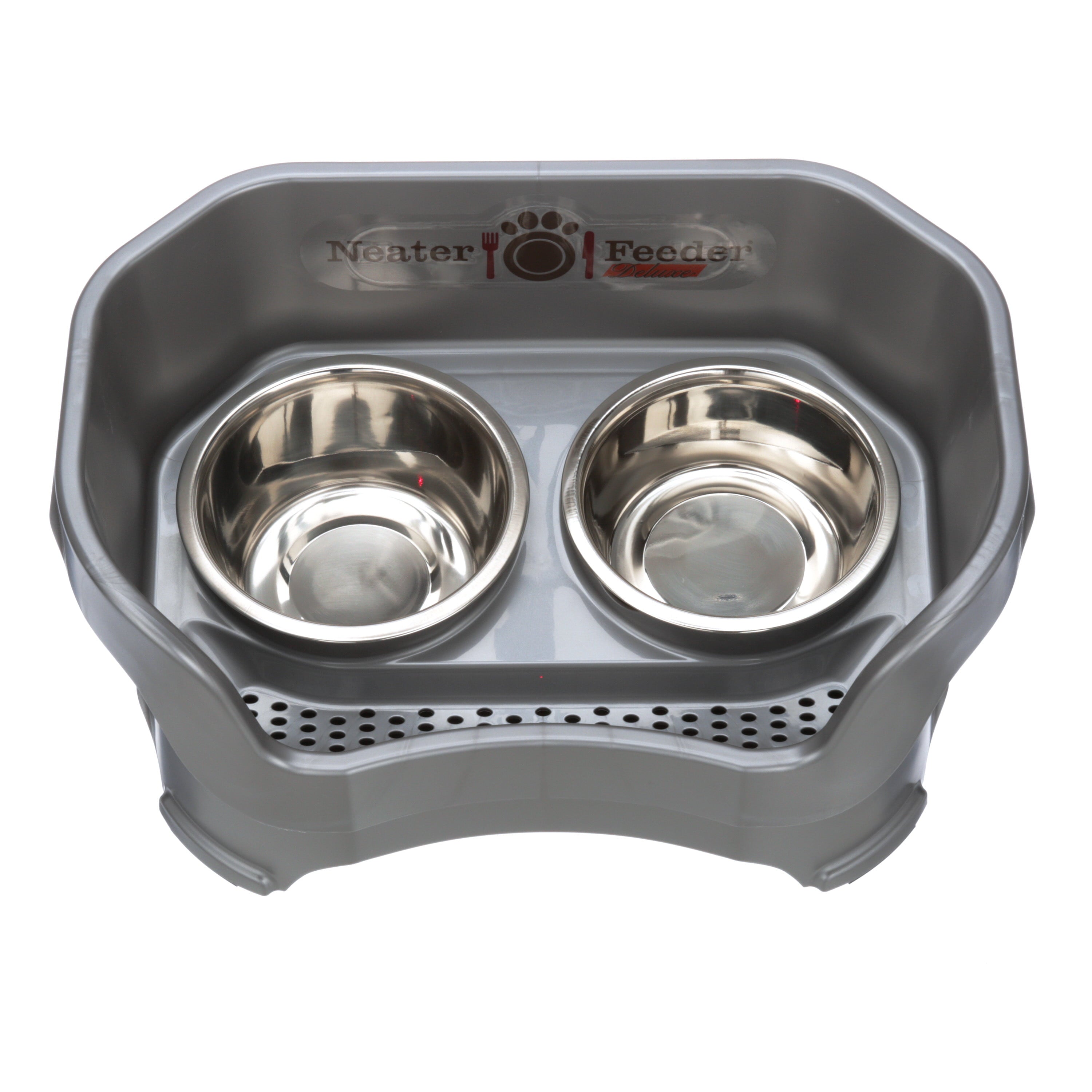 Neater Pets Neater Feeder Deluxe Mess-Proof Elevated Food and Water Bowls for Medium Dogs， Gunmetal