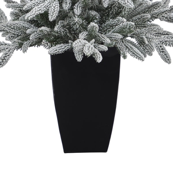 3.5' Flocked Artificial Christmas Tree with 50 Lights in Planter