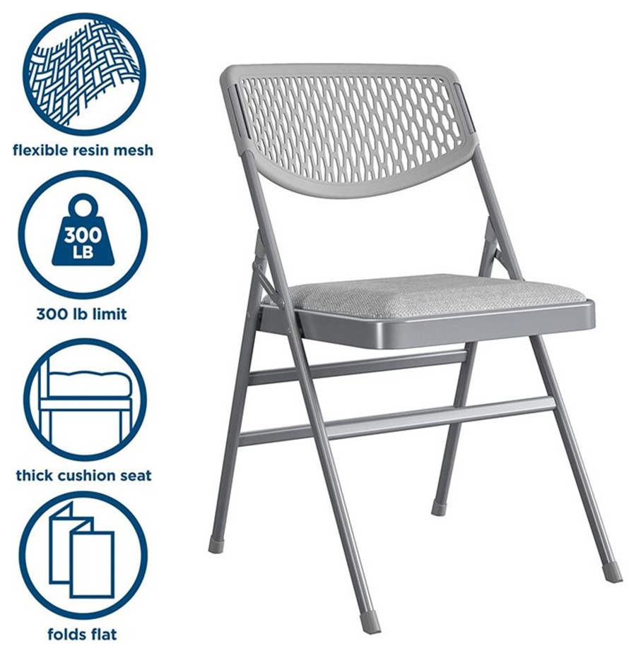 Pemberly Row Modern Ultra Comfort Folding Chair in Gray (4 pack)   Contemporary   Folding Chairs And Stools   by Homesquare  Houzz